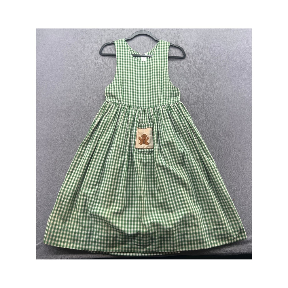 VTG Strasburg Sheree Aust Dress 10 Green Gingham Gingerbread Pinafore Cottage